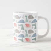 おもしろい顔かわいいドードル動物のパターン ジャンボコーヒーマグカップ (右)