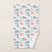 おもしろい顔かわいいドードル動物のパターン バスタオルセット (ハンドタオル)