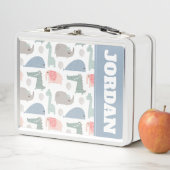 おもしろい顔かわいいドードル動物のパターン メタルランチボックス (インサイチュ)