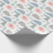 おもしろい顔かわいいドードル動物のパターン ラッピングペーパー (角)