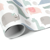 おもしろい顔かわいいドードル動物のパターン ラッピングペーパー (ロールコーナー)