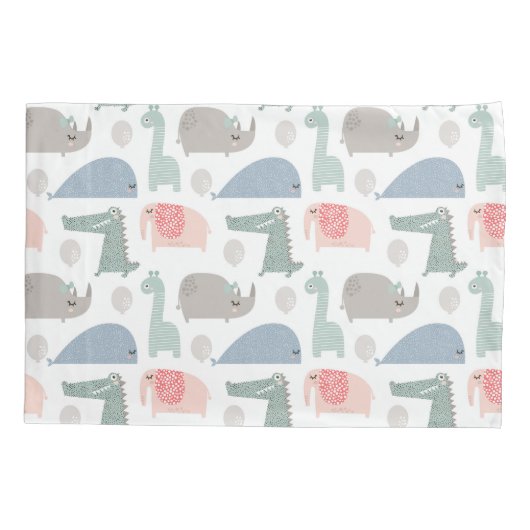 おもしろい顔かわいいドードル動物のパターン 枕カバー (裏面)