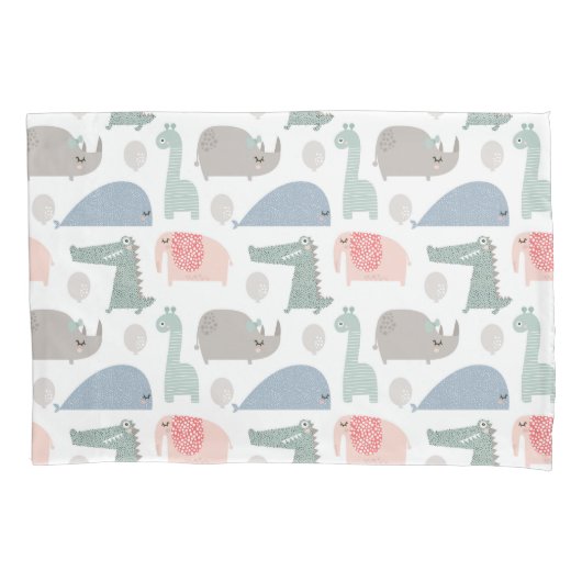 おもしろい顔かわいいドードル動物のパターン 枕カバー (正面)