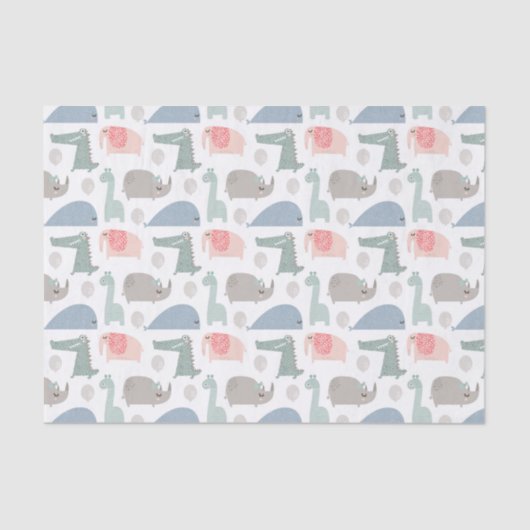 おもしろい顔かわいいドードル動物のパターン 薄葉紙 (正面)