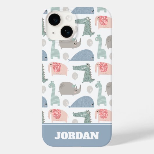 おもしろい顔かわいいドードル動物のパターン Case-Mate iPhoneケース (裏面)