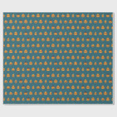 おもしろい顔のハロウィーン ラッピングペーパー (フラット)