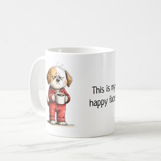   おもしろい顔の不機嫌な犬 - これが私の幸せな顔です コーヒーマグカップ (正面左)