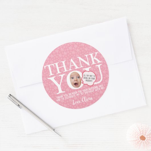 おもしろい顔の誕生日パ感謝していーティステッカー ラウンドシール (封筒)