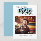 おもしろい顔の青い水彩画 シーズンカード (正面/裏面)