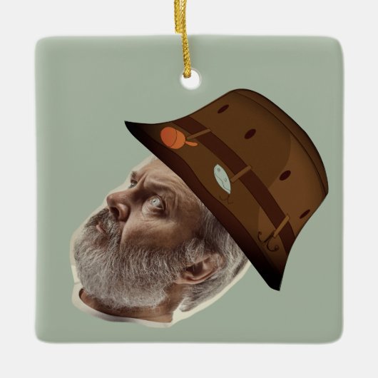 おもしろい顔グランドパ光魚釣りセラミックオーナメント セラミックオーナメント (正面)