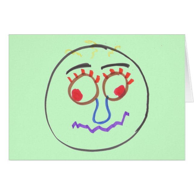 おもしろい顔グリーティングカード (正面横)