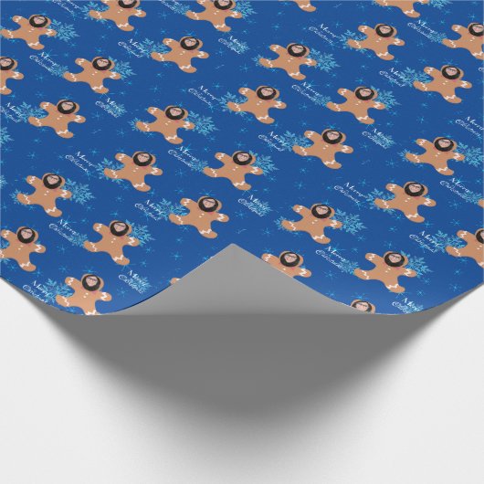 おもしろい顔ジンジャークッキーMerry Christmas写真 ラッピングペーパー (角)