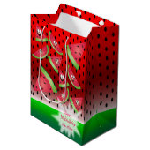 おもしろい顔スイカ誕生日 ミディアムペーパーバッグ (正面アングル)