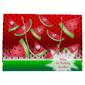 おもしろい顔スイカ誕生日 ラージペーパーバッグ (裏面)