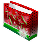 おもしろい顔スイカ誕生日 ラージペーパーバッグ (正面アングル)