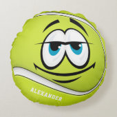 おもしろい顔テニスボール自分のプレイヤー名を作成 ラウンドクッション (正面)