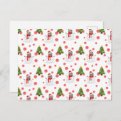 おもしろい顔フォトパーソナライズされた雪だるま ポストカード (正面/裏面)