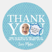 おもしろい顔ブルー誕生日パ感謝していーティステッカー ラウンドシール (正面)