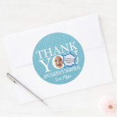 おもしろい顔ブルー誕生日パ感謝していーティステッカー ラウンドシール (封筒)