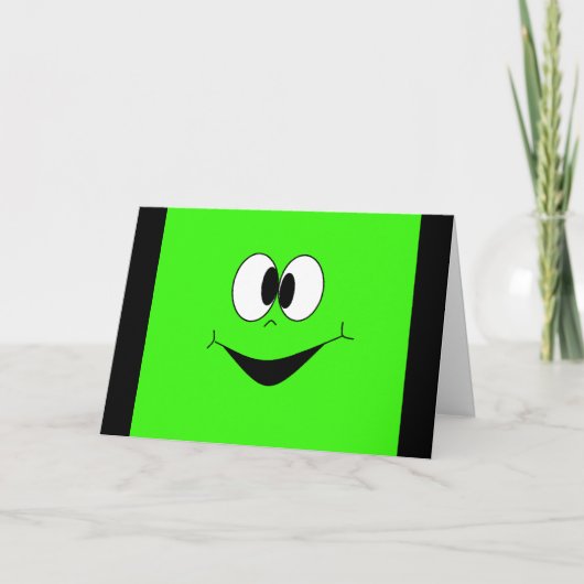 おもしろい顔ライムグリーン誕生日カード カード (正面)