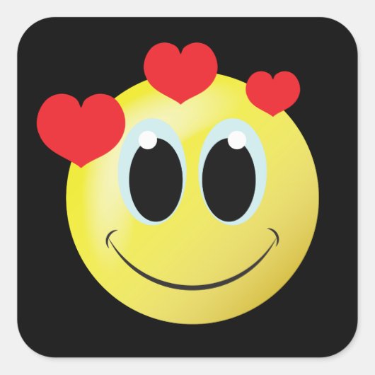 おもしろい顔ラブホームステッカー スクエアシール (正面)