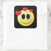 おもしろい顔ラブホームステッカー スクエアシール (バッグ)