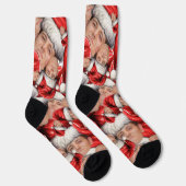 おもしろい顔写真in Santa Hat Christmas Crew Socks ソックス (右)