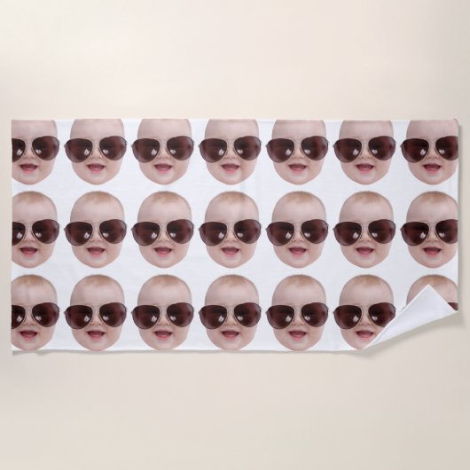 おもしろい顔最高の友だち写真誕生日ギフト休暇 ビーチタオル (正面)