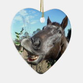 おもしろい顔茶色の馬 セラミックオーナメント (右)