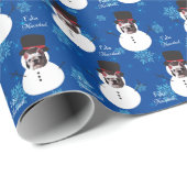 おもしろい顔雪だるまメリークリスマスインラップスペインの ラッピングペーパー (ロールコーナー)