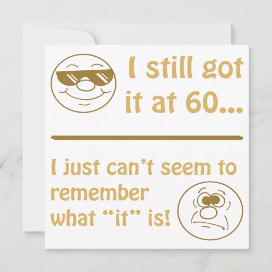 おもしろい顔60th誕生日Gagギフト カード (正面)