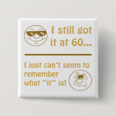 おもしろい顔60th誕生日Gagギフト 缶バッジ (正面)