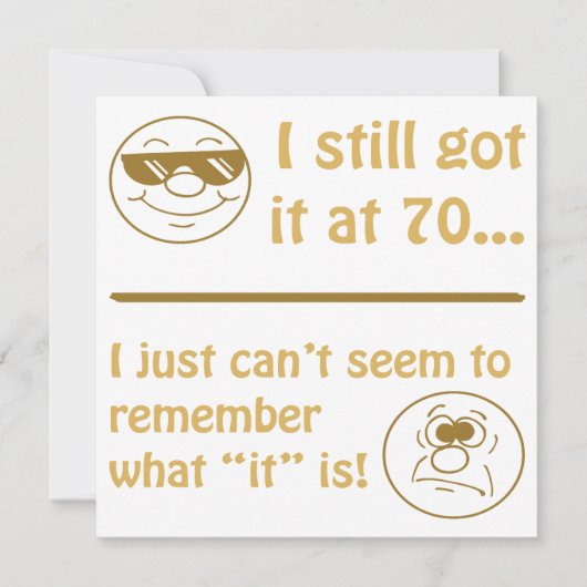 おもしろい顔70th誕生日Gagギフト カード (正面)