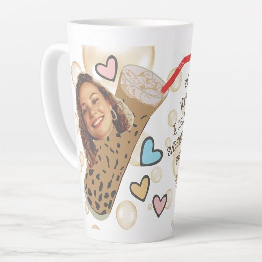 おもしろい顔 |あなたは私のBoba写真 カフェラテマグ (左アングル)