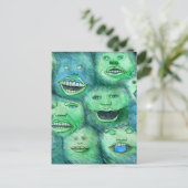 おもしろい顔。おもしろい漫画のモンスター。Green. ポストカード (スタンド正面)