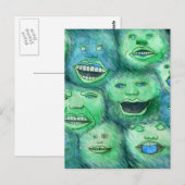 おもしろい顔。おもしろい漫画のモンスター。Green. ポストカード (正面/裏面)