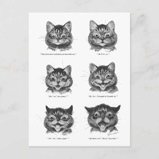 おもしろい顔・オブ・キャット・ルイス・ウェイン ポストカード (正面)