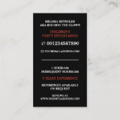 おもしろい顔,キッズエンターテイナー,ピエロ 名刺 (裏面)