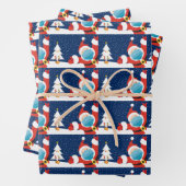 おもしろい顔・マスクのクリスマスサンタクロース流行 ラッピングペーパーシート (インサイチュ)