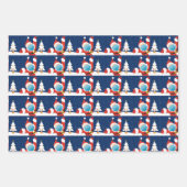 おもしろい顔・マスクのクリスマスサンタクロース流行 ラッピングペーパーシート (正面)