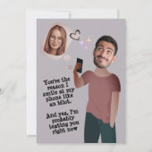 おもしろい顔 |写真お洒落おもしろいバレンタインのカード 招待状 (正面)