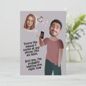 おもしろい顔 |写真お洒落おもしろいバレンタインのカード 招待状 (スタンド正面)