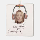 おもしろい顔 |写真の名前聞を音楽おもしろいに セラミックオーナメント (左)