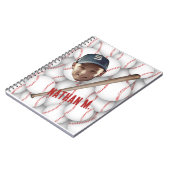 おもしろい顔 | 学童写真 名前 野球 ノートブック (左側)