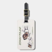 おもしろい顔 |男歩くa犬の写真おもしろいよくはしゃぐ ラゲッジタグ (正面縦)