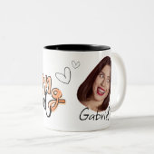 おもしろい顔 |笑顔のおもしろいフォトコーヒーオフィス ツートーンマグカップ (正面右)