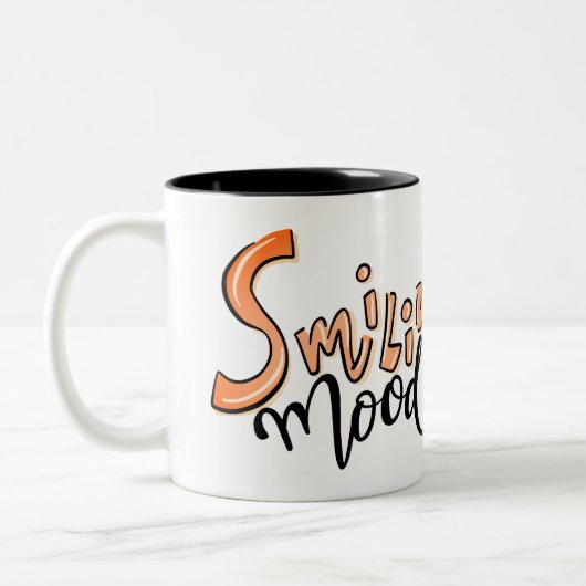 おもしろい顔 |笑顔のおもしろいフォトコーヒーオフィス ツートーンマグカップ (左)