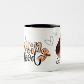 おもしろい顔 |笑顔のおもしろいフォトコーヒーオフィス ツートーンマグカップ (中央)