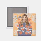 おもしろい顔 | 美しい花少女の写真名 マグネット (正面/裏面)