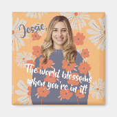 おもしろい顔 | 美しい花少女の写真名 マグネット (正面)